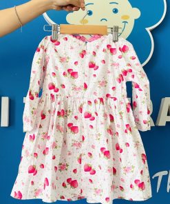 Váy Đầm Bé Gái Babydoll Họa Tiết Trái Dâu DA192