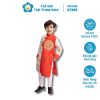 Áo dài cách tân bé trai gấm đỏ phối trắng hiện đại hàng cao cấp CT31