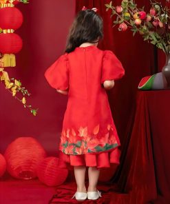 Áo dài cách tân bé gái họa tiết cô tấm cao cấp CT29 từ 10kg đến 35kg