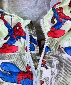 Áo Khoác Gió Cho Bé Trai Có Mũ, 2 Lớp Chống Nắng Lót Vải Thun Cotton, Chống UV, Họa Tiết Nhiều Siêu Nhân Nhện AK48A, Từ 2-8 Tuổi