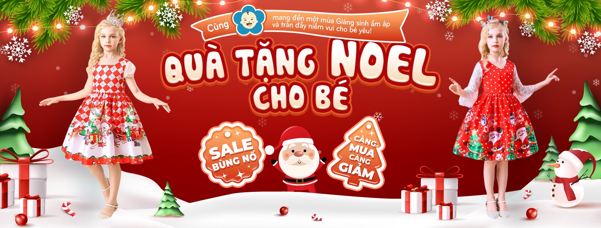 Banner chương trình quà tặng Noel cho bé mùa Giáng Sinh