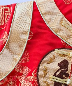 Bộ đồ tết cho bé trai dài tay kèm nón vải gấm đỏ dành cho bé dưới 3 tuổi SE134