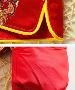 Bộ đồ tết cho bé trai dưới 14kg gấm đỏ truyền thống set dài tay kèm nón SE170