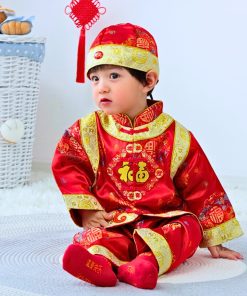 Bộ đồ tết cho bé trai dưới 14Kg SE143 gấm trung hoa sang trọng