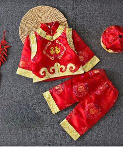 Bộ đồ tết cho bé trai dưới 14Kg SE143 gấm trung hoa sang trọng