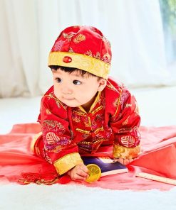 Bộ đồ tết cho bé trai dưới 3 tuổi SE171 dài tay kèm nón có lót trong