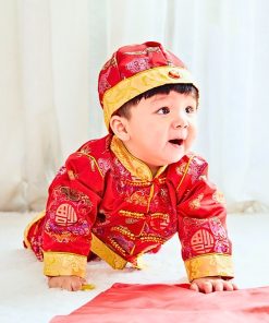 Bộ đồ tết cho bé trai dưới 3 tuổi SE171 dài tay kèm nón có lót trong