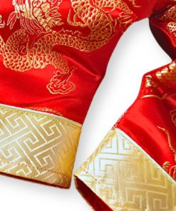 Bộ đồ tết cho bé trai sơ sinh kèm nón dưới 3 tuổi gấm lụa đỏ thêu rồng SE135