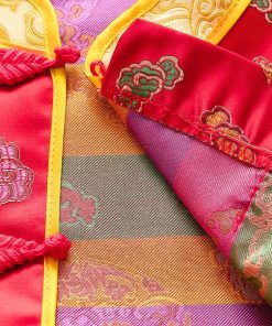 Bộ quần áo tết cho bé trai SE173-Đ2 dưới 3 tuổi ngắn tay kèm nón gấm dệt vân mây