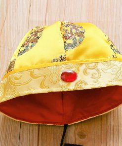 Bộ tết cho bé trai ngắn tay dưới 3 tuổi kèm nón gấm vàng dệt hoa văn SE173-V2