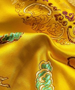 Bộ tết cho bé trai SE173-V1 ngắn tay dưới 3 tuổi vải gấm vàng ánh kim thêu vân mây