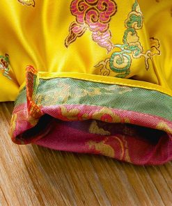 Bộ tết cho bé trai SE173-V1 ngắn tay dưới 3 tuổi vải gấm vàng ánh kim thêu vân mây