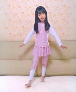 Đồ Bơi Bé Gái Tay Dài Quần Dài Dáng Váy Liền Dễ Thương BN198