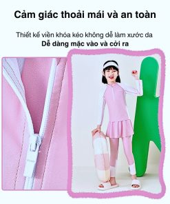 Đồ Bơi Bé Gái Tay Dài Quần Dài Dáng Váy Liền Dễ Thương BN198