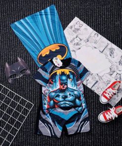 Bộ Đồ Siêu Nhân Cho Bé Trai Người Dơi Vải Thun Cotton Thoáng Mát Mùa Hè Từ 10-30Kg - Kèm Choàng & Mặt Nạ Hóa Trang BN194_B