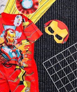 Bộ Đồ Siêu Nhân Cho Bé Trai Người Sắt Vải Thun Cotton Thoáng Mát Mùa Hè Từ 10-30Kg - Kèm Choàng & Mặt Nạ Hóa Trang BN194_D