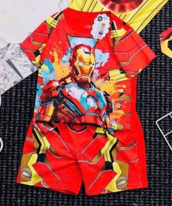 Bộ Đồ Siêu Nhân Cho Bé Trai Người Sắt Vải Thun Cotton Thoáng Mát Mùa Hè Từ 10-30Kg - Kèm Choàng & Mặt Nạ Hóa Trang BN194_D