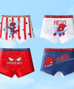 Combo 4 quần lót đùi cho bé trai thun cotton dưới 40kg họa tiết spider-boy sau mông QS08