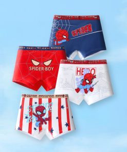 Combo 4 quần lót đùi cho bé trai thun cotton dưới 40kg họa tiết spider-boy sau mông QS08
