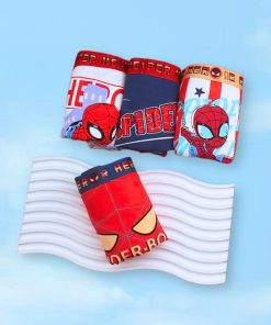 Combo 4 quần lót đùi cho bé trai thun cotton dưới 40kg họa tiết spider-boy sau mông QS08
