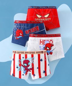 Combo 4 quần lót đùi cho bé trai thun cotton dưới 40kg họa tiết spider-boy sau mông QS08
