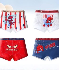 Combo 4 quần lót đùi cho bé trai thun cotton dưới 40kg họa tiết spider-boy sau mông QS08