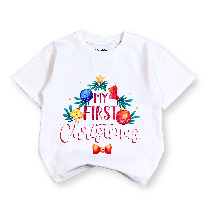 ao giang sinh trang cho be – form unisex, hinh cay thong & den noel, chat cotton mem min at52_f (6) Áo giáng sinh trắng cho bé form unisex, hình cây thông & đèn noel AT52_F