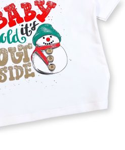 Áo noel cho bé trai & bé gái màu trắng, cotton co giãn, in hình giáng sinh AT52_E