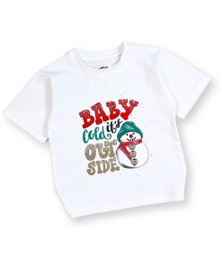 Áo noel cho bé trai & bé gái màu trắng, cotton co giãn, in hình giáng sinh AT52_E