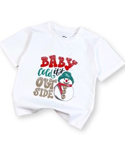 Áo noel cho bé trai & bé gái màu trắng, cotton co giãn, in hình giáng sinh AT52_E