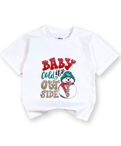 Áo noel cho bé trai & bé gái màu trắng, cotton co giãn, in hình giáng sinh AT52_E