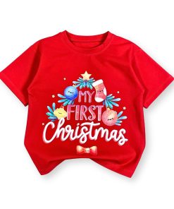 Áo thun đỏ noel cho bé dưới 35kg mẫu in chữ bắt mắt mùa giáng sinh AT52_I