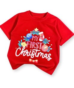 Áo thun đỏ noel cho bé dưới 35kg mẫu in chữ bắt mắt mùa giáng sinh AT52_I
