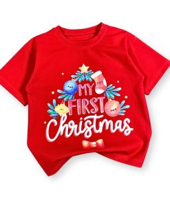 Áo thun đỏ noel cho bé dưới 35kg mẫu in chữ bắt mắt mùa giáng sinh AT52_I