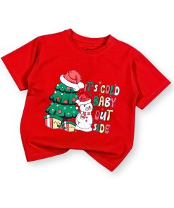 Áo thun noel đỏ cho bé trai & bé gái 2025 hình ông già noel dễ thương AT52_G
