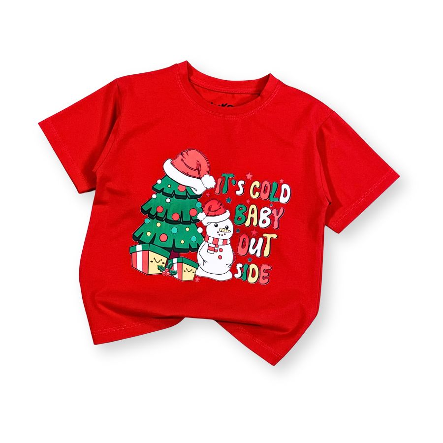 ao thun noel do cho be trai & be gai 2025 – hinh ong gia noel de thuong, cotton mem, mac cap doi giang sinh at52_G (2) Áo thun noel đỏ cho bé trai & bé gái 2025 hình ông già noel dễ thương AT52_G