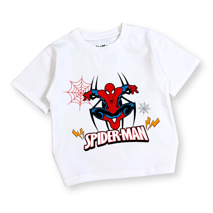 ao thun sieu nhan cho be trai spider-man trang duoi 30kg thun tron cotton loai dep phong cach cao khoe nang dong at53_a (2) Áo thun siêu nhân cho bé trai spider-man trắng dưới 30kg thun trơn cotton AT53_A