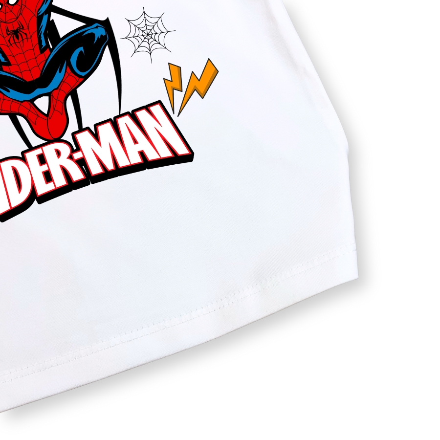 ao thun sieu nhan cho be trai spider-man trang duoi 30kg thun tron cotton loai dep phong cach cao khoe nang dong at53_a (5) Áo thun siêu nhân cho bé trai spider-man trắng dưới 30kg thun trơn cotton AT53_A