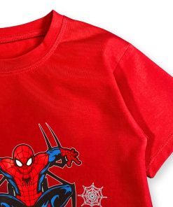 Áo thun siêu nhân nhện cho bé trai spider-man đỏ, thun trơn cotton AT53_B