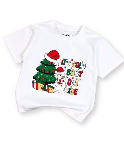 Áo thun trắng noel cho bé trai & bé gái hình người tuyết cây thông AT52_D