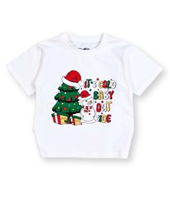 Áo thun trắng noel cho bé trai & bé gái hình người tuyết cây thông AT52_D