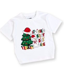 Áo thun trắng noel cho bé trai & bé gái hình người tuyết cây thông AT52_D