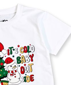 Áo thun trắng noel cho bé trai & bé gái hình người tuyết cây thông AT52_D