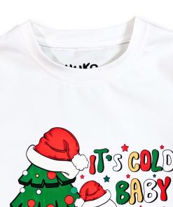 Áo thun trắng noel cho bé trai & bé gái hình người tuyết cây thông AT52_D