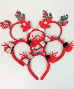 Cài tóc cho bé gái noel sừng tuần lộc siêu xinh, bờm giáng sinh PK32D