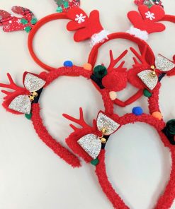 Cài tóc cho bé gái noel sừng tuần lộc siêu xinh, bờm giáng sinh PK32D