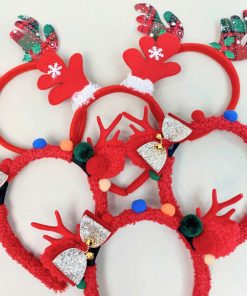 Cài tóc cho bé gái noel sừng tuần lộc siêu xinh, bờm giáng sinh PK32D