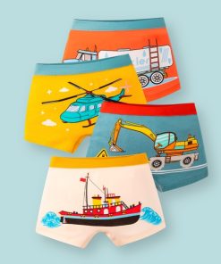 Combo 4 Quần Chip Đùi Cho Bé Trai Dưới 40Kg In Họa Tiết Sau Mông QS10