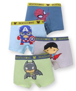 Combo 4 quần lót đùi bé trai cotton mềm, co giãn 4 chiều, họa tiết siêu nhân QS09