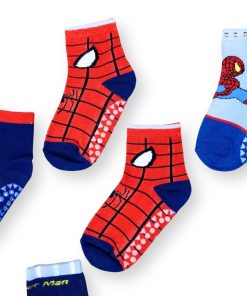 Set 5 đôi tất siêu nhân người nhện cho bé trai vớ cổ ngắn chống trượt PK54_A